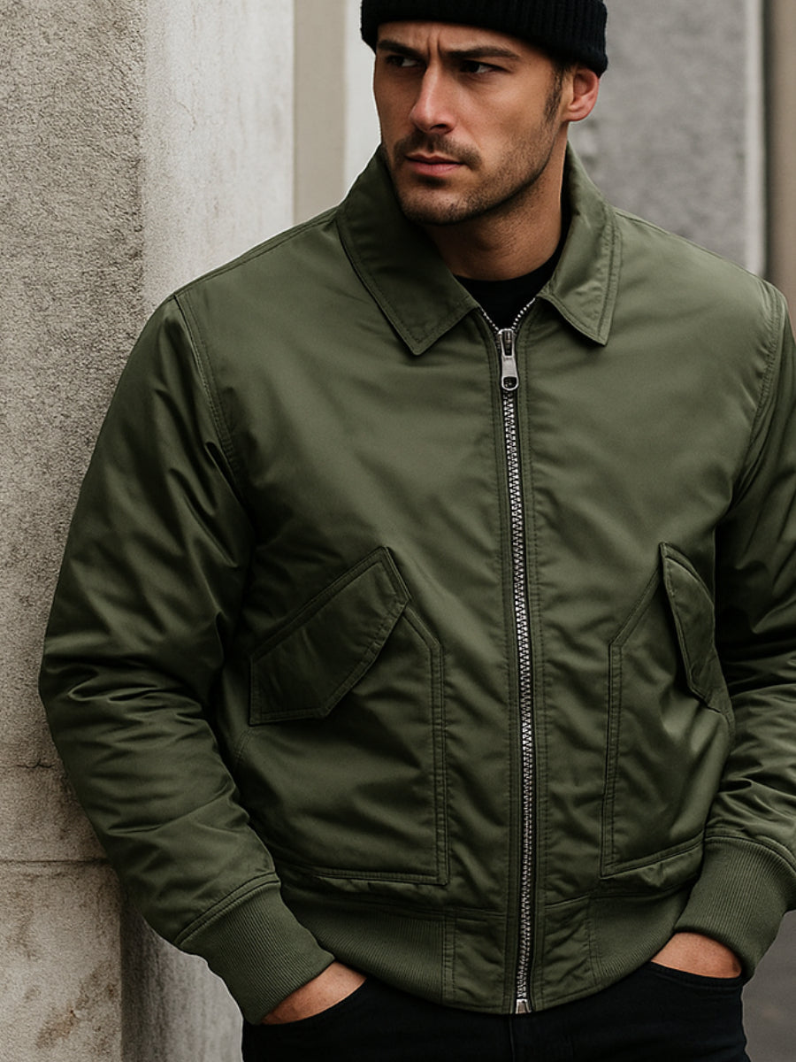 Veste Bomber Matelassée Homme en Vert Élégant