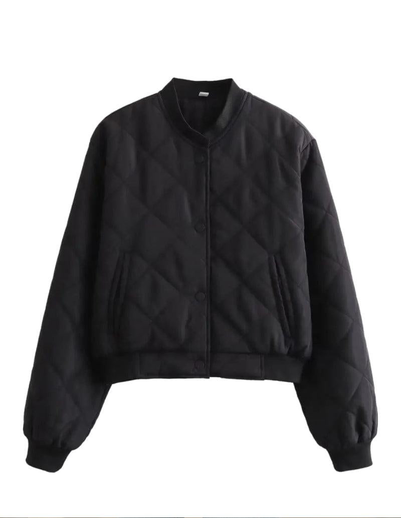 Bomber Matelassé Femme Noir Élégance