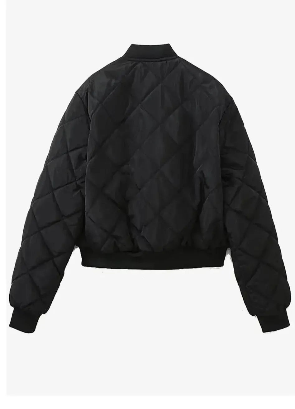 Bomber Matelassé Femme Noir Élégance
