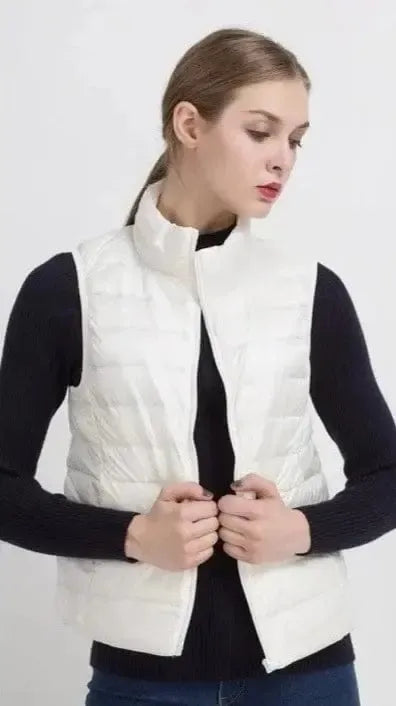 Doudoune Femme Sans Manche Éclatante en Blanc