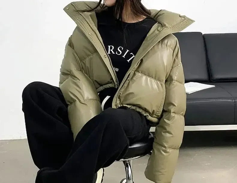 Doudoune Kaki Femme Élégance Courte