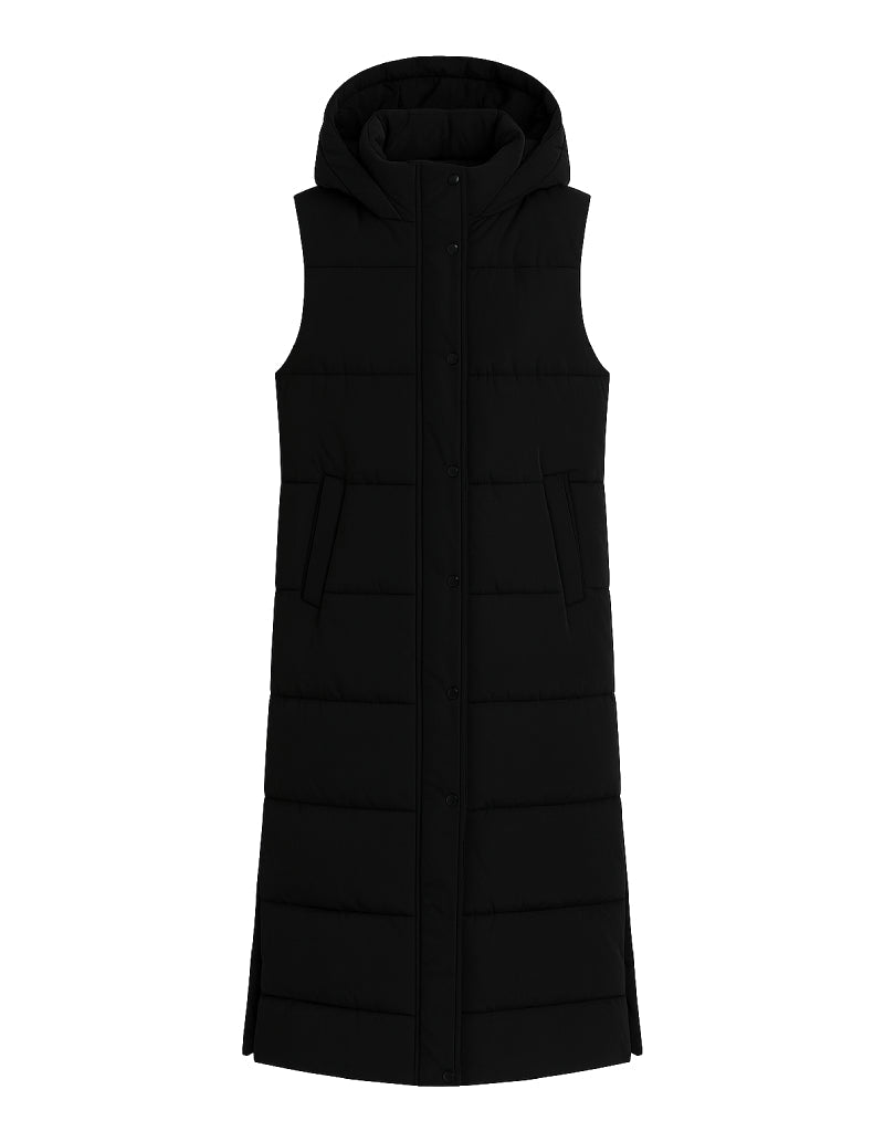 Doudoune Noire Longue Sans Manches - Élégance et Confort