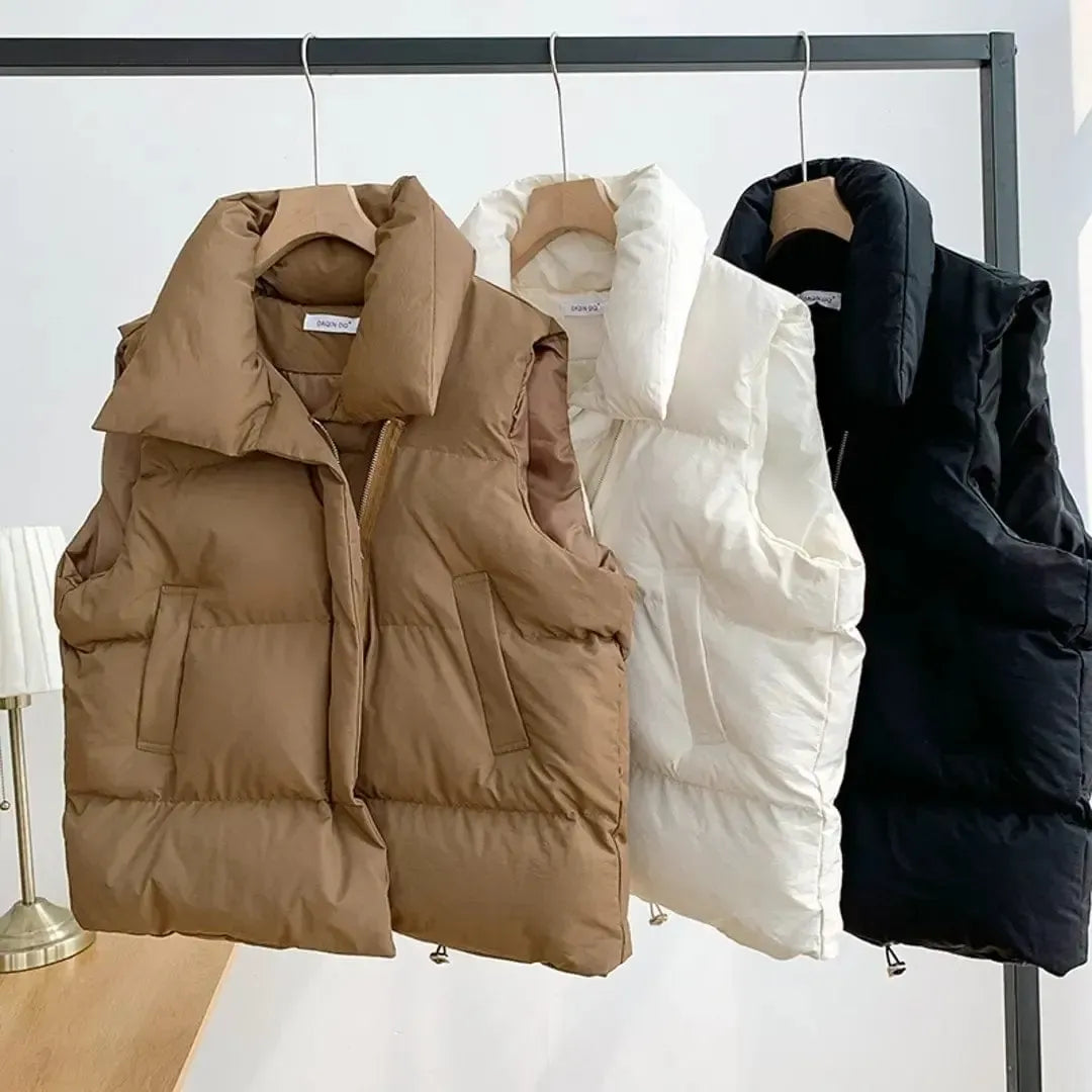 Doudoune Matelassée Casual Sans Manche Ébène esthétique