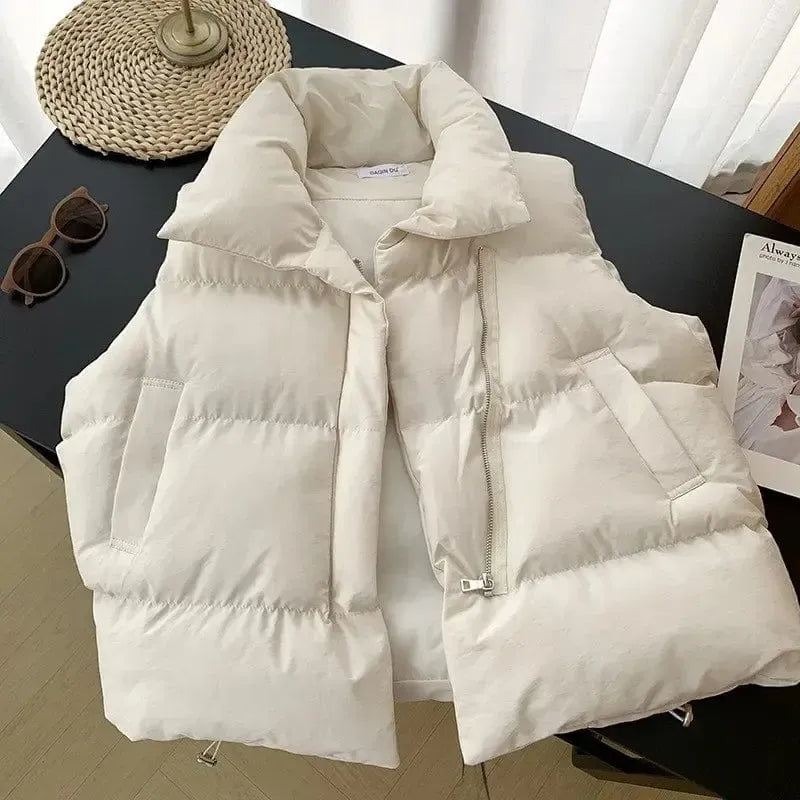 Doudoune sans manches beige femme Élégance Chic