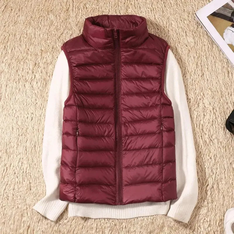 Doudoune Sans Manche Bordeaux Élégance Femme