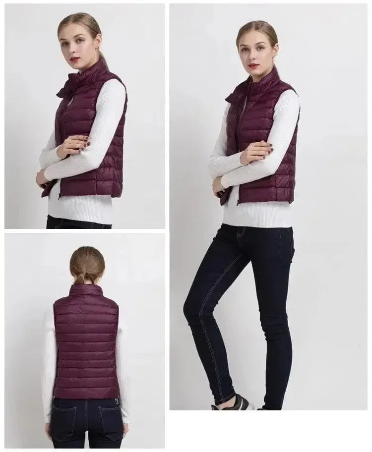 Doudoune Sans Manche Bordeaux Élégance Femme
