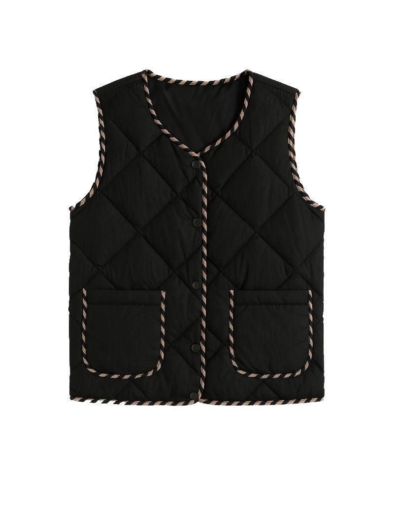 Gilet Noir Élégance Sans Manches Femme