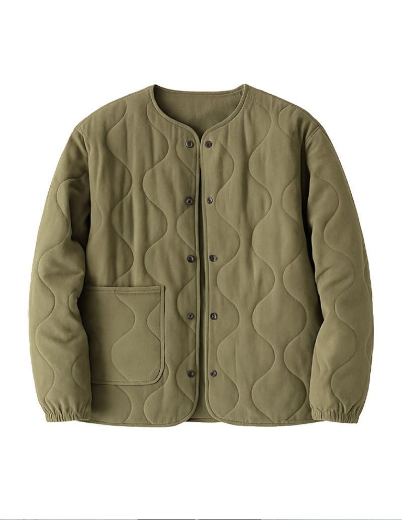 Veste Matelassée Kaki Sans Col