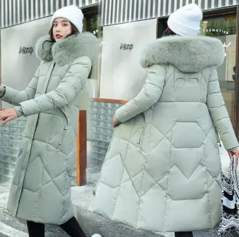 Parka Femme Élégance Verte à Fourrure