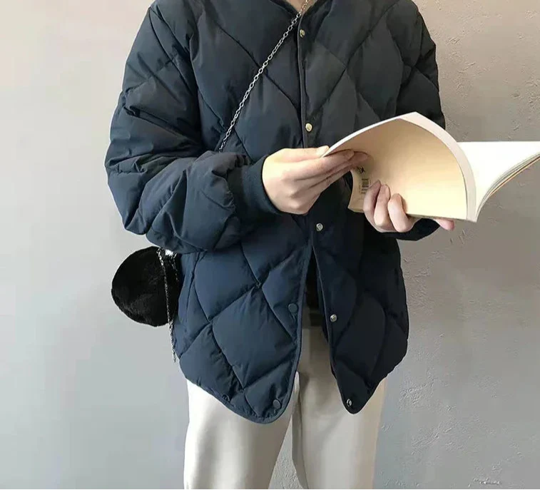 Manteau Matelassé Femme en Motif Losange Élégant