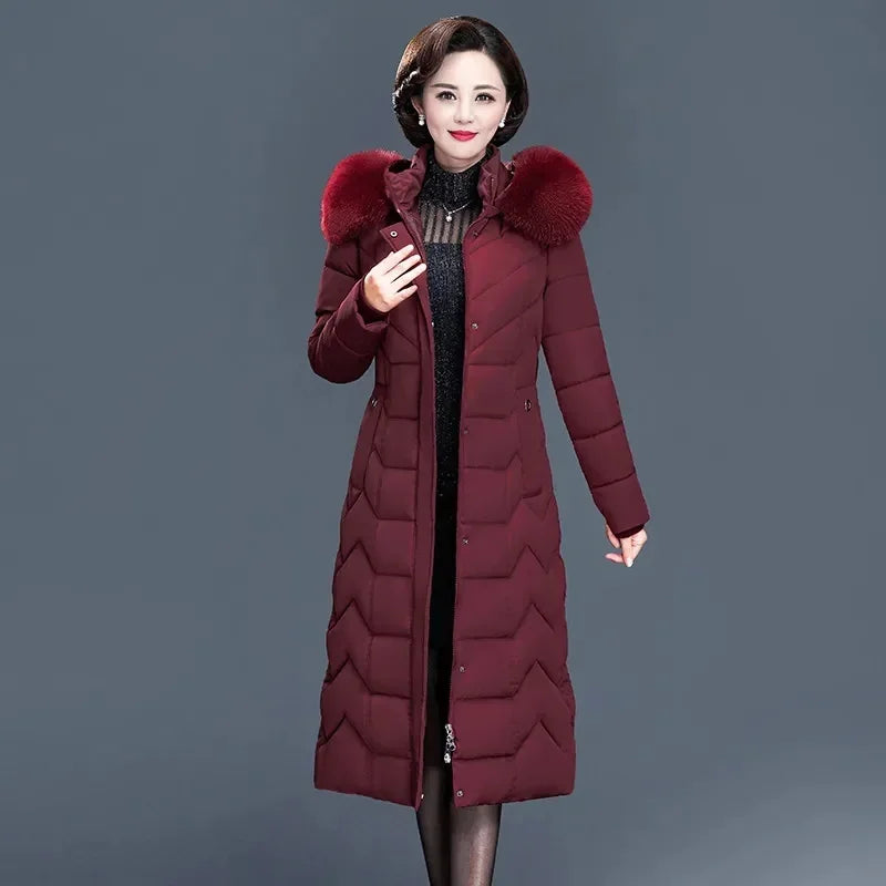 Parka Femme Luxe à Col Fourrure