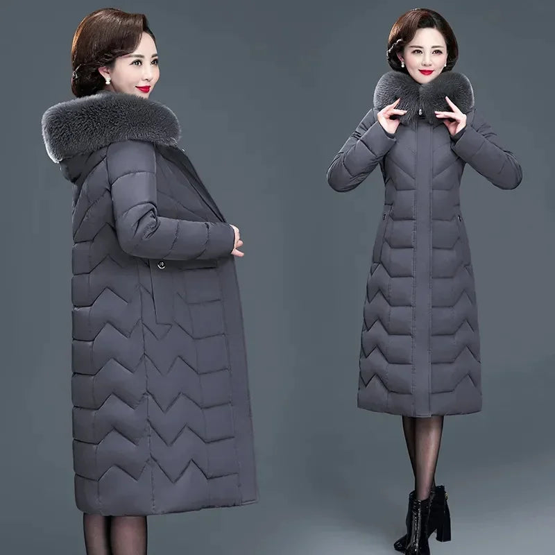 Parka Femme Luxe à Col Fourrure