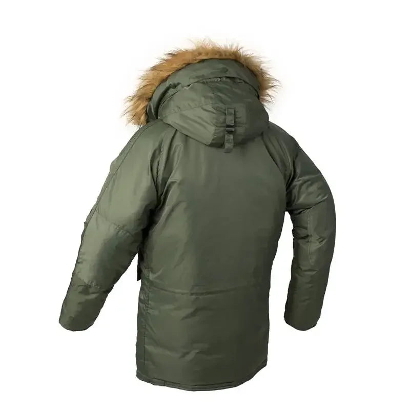 Doudoune Verte Homme avec Capuche en Fourrure Luxe