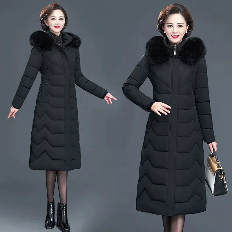 Parka Femme Luxe à Col Fourrure