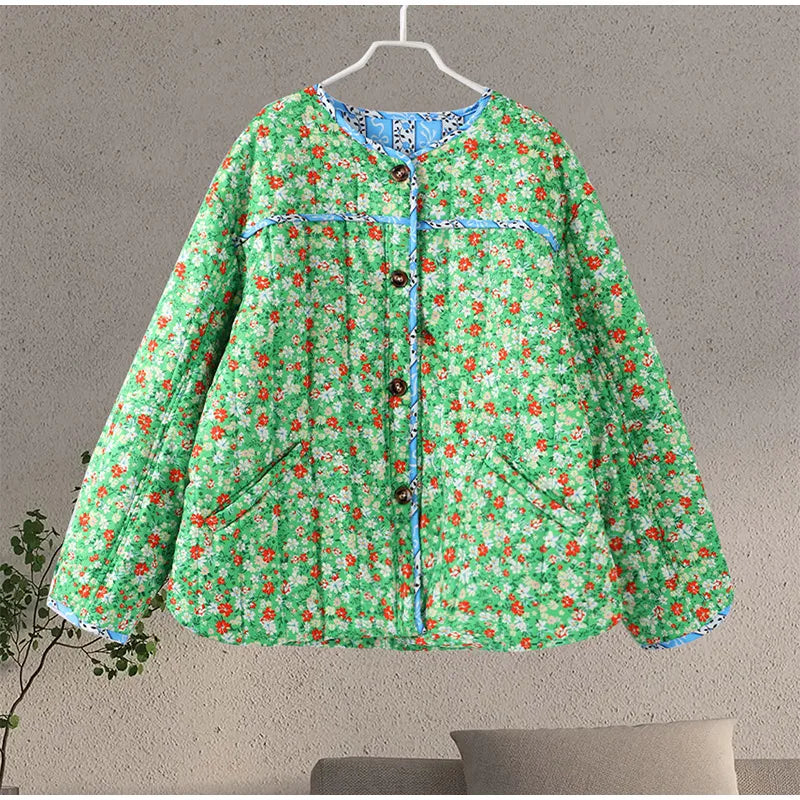 Veste Éclatante Fleurie Verte