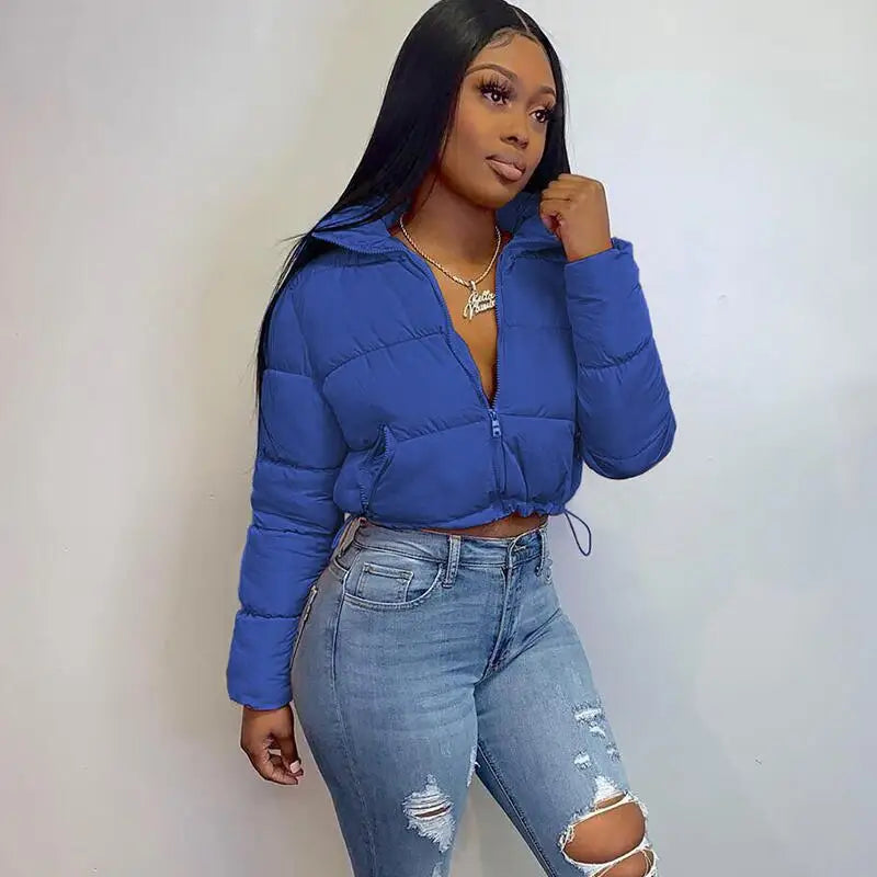 Doudoune Femme Courte Bleu Chic