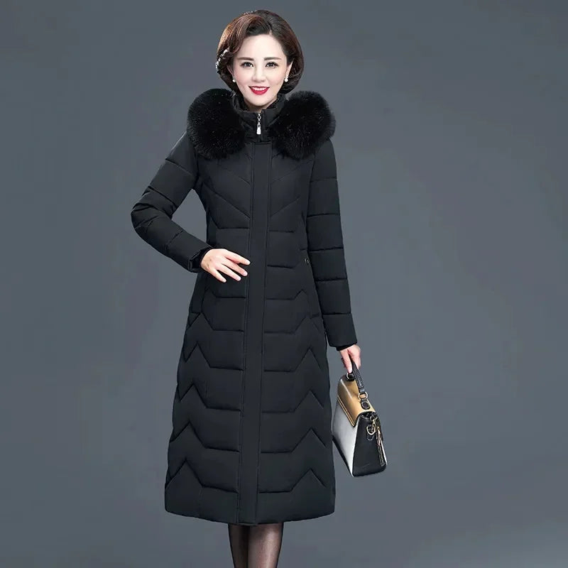 Parka Femme Luxe à Col Fourrure