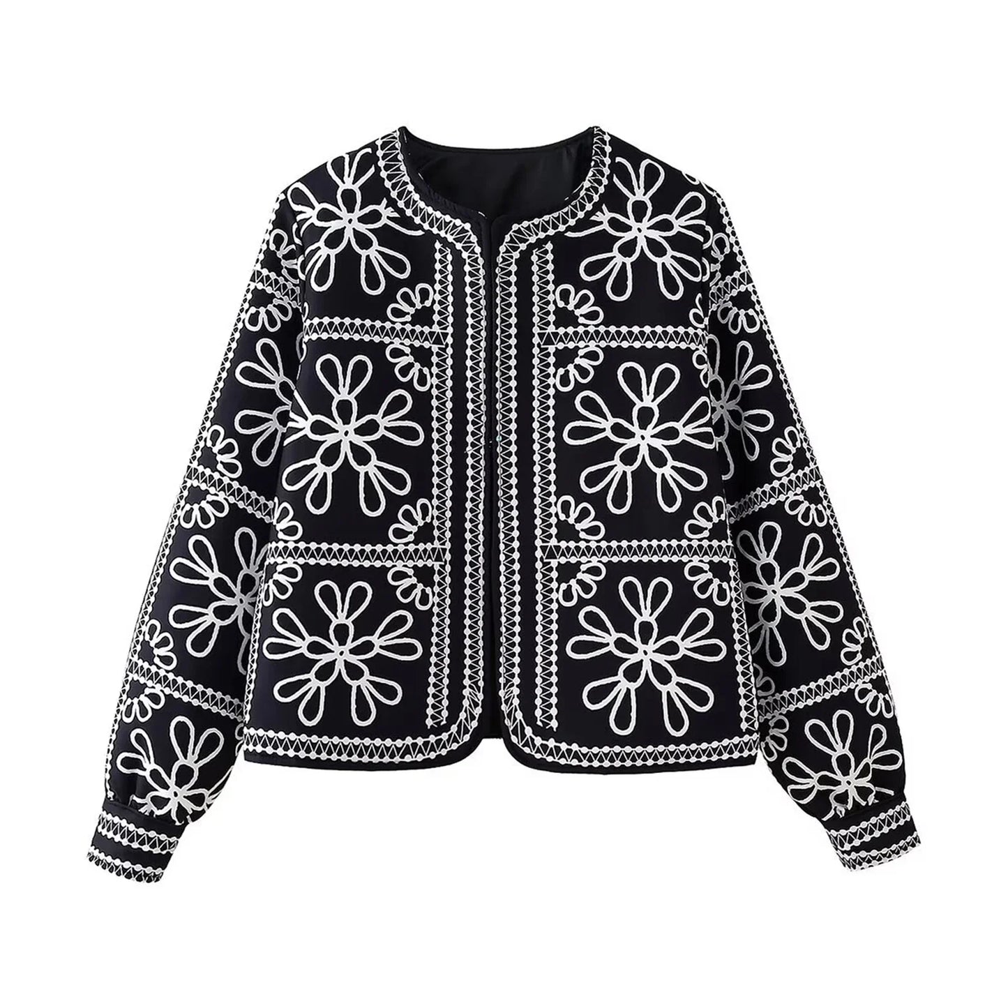 Bombers Femme Fleuri Noir Élégance