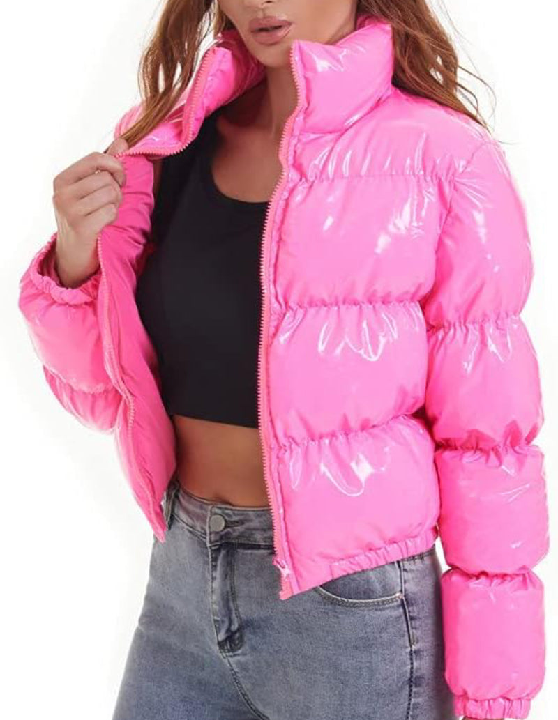Doudoune Brillante Rose Élégance
