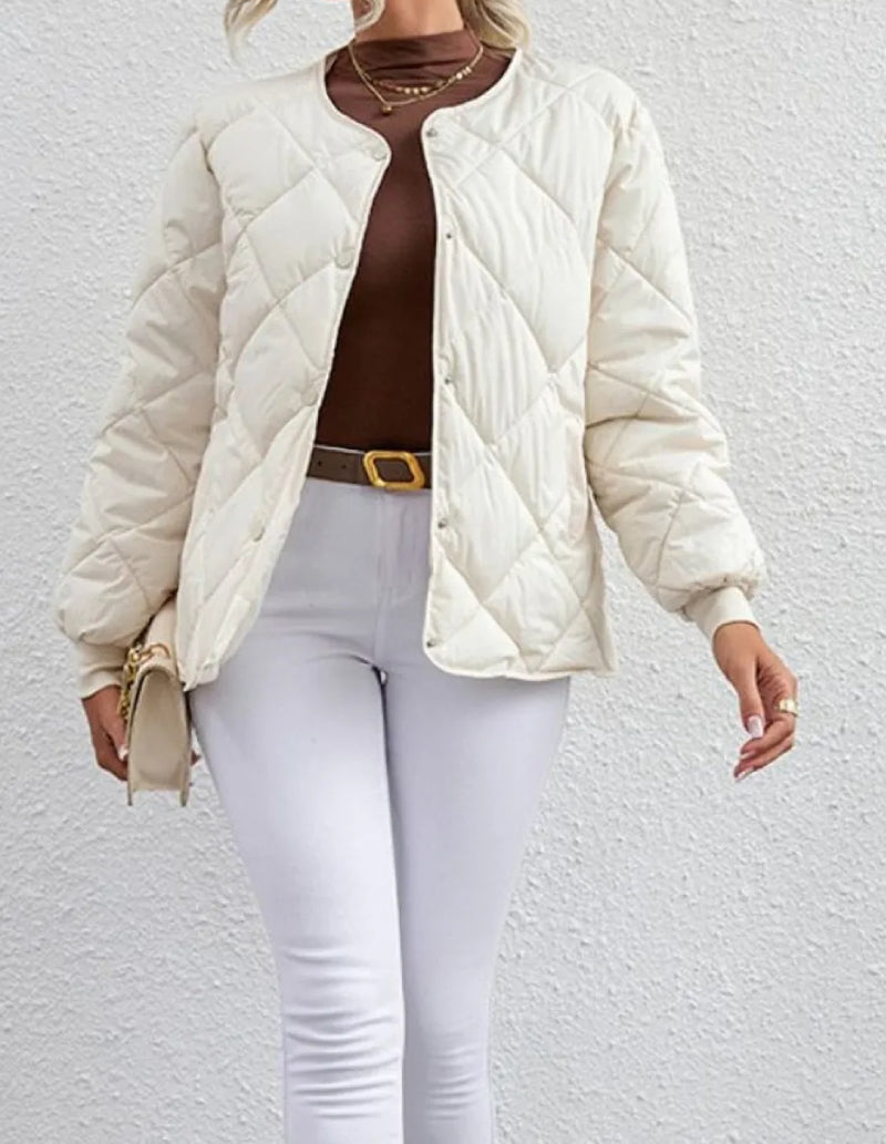 Manteau Matelassé Femme Beige Élégance
