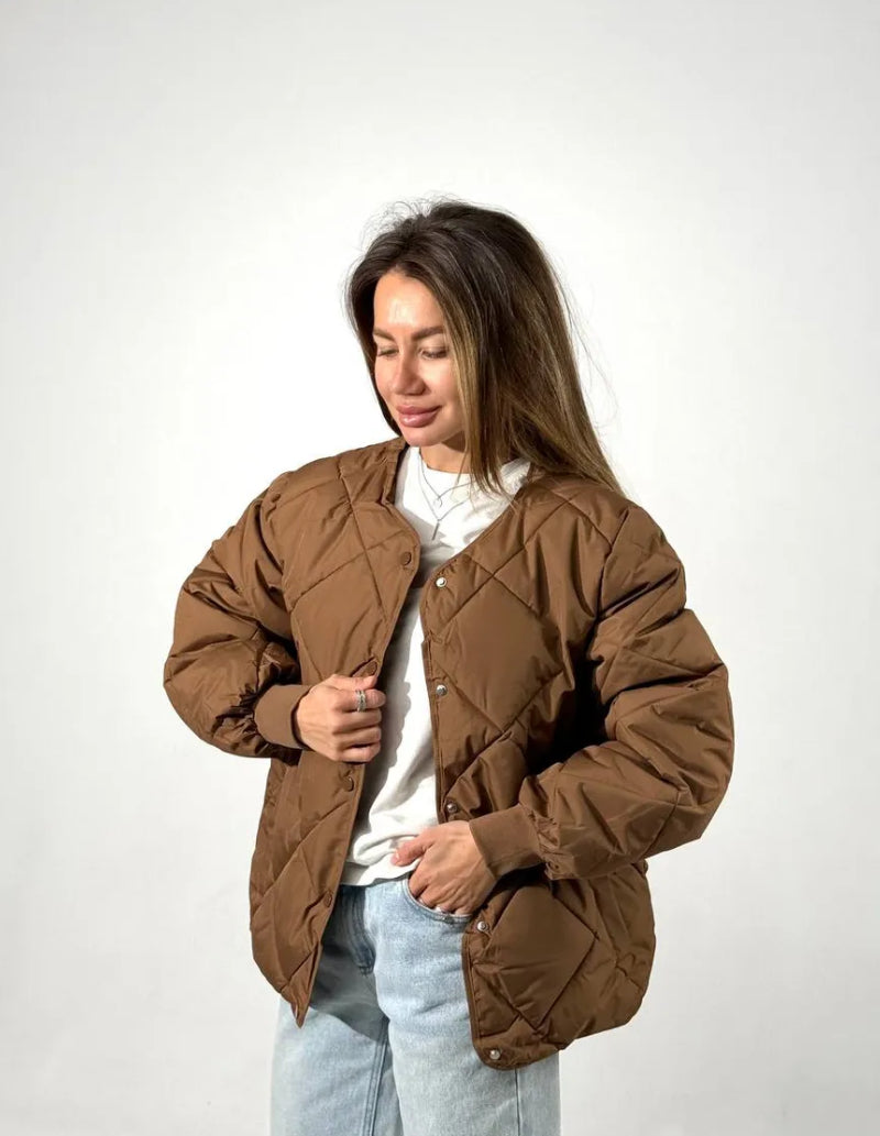 Manteau Matelassé Femme en Teinte Chocolat