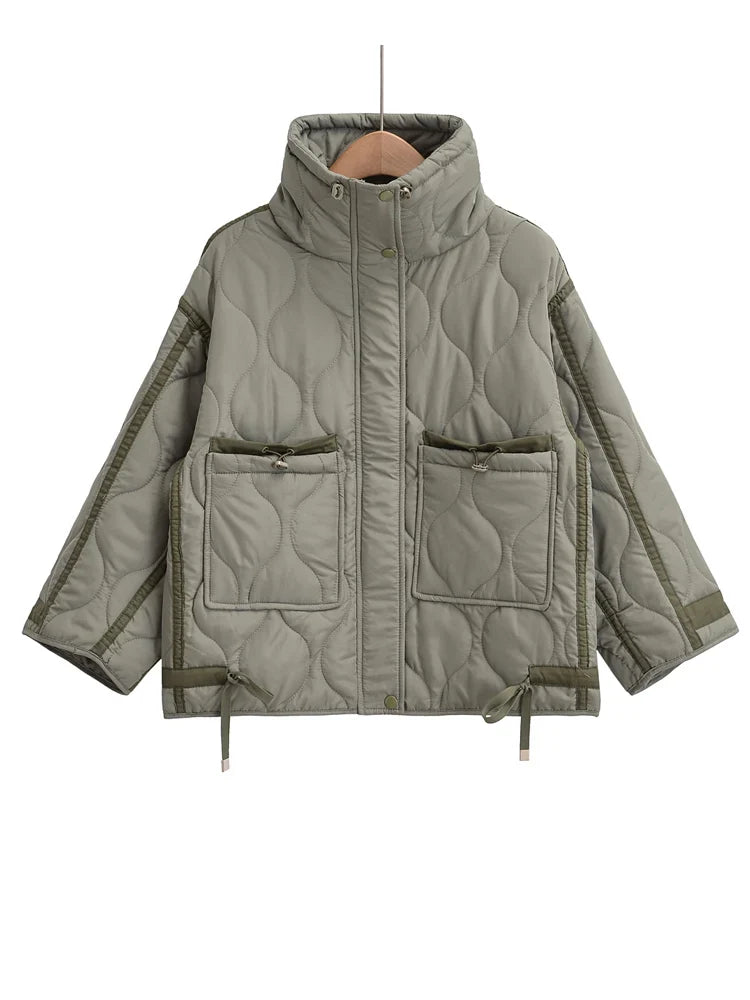 Manteau Matelassé Kaki pour Femme Élégance Naturelle