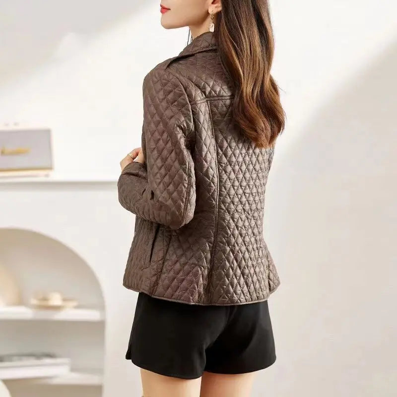 Veste en cuir matelassée pour femme - Élégance et confort
