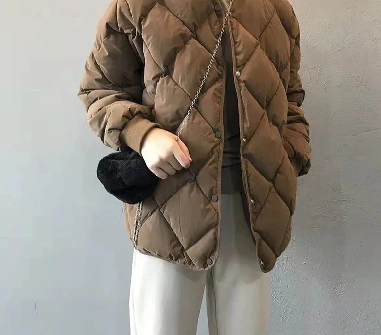 Manteau Matelassé Femme en Motif Losange Élégant