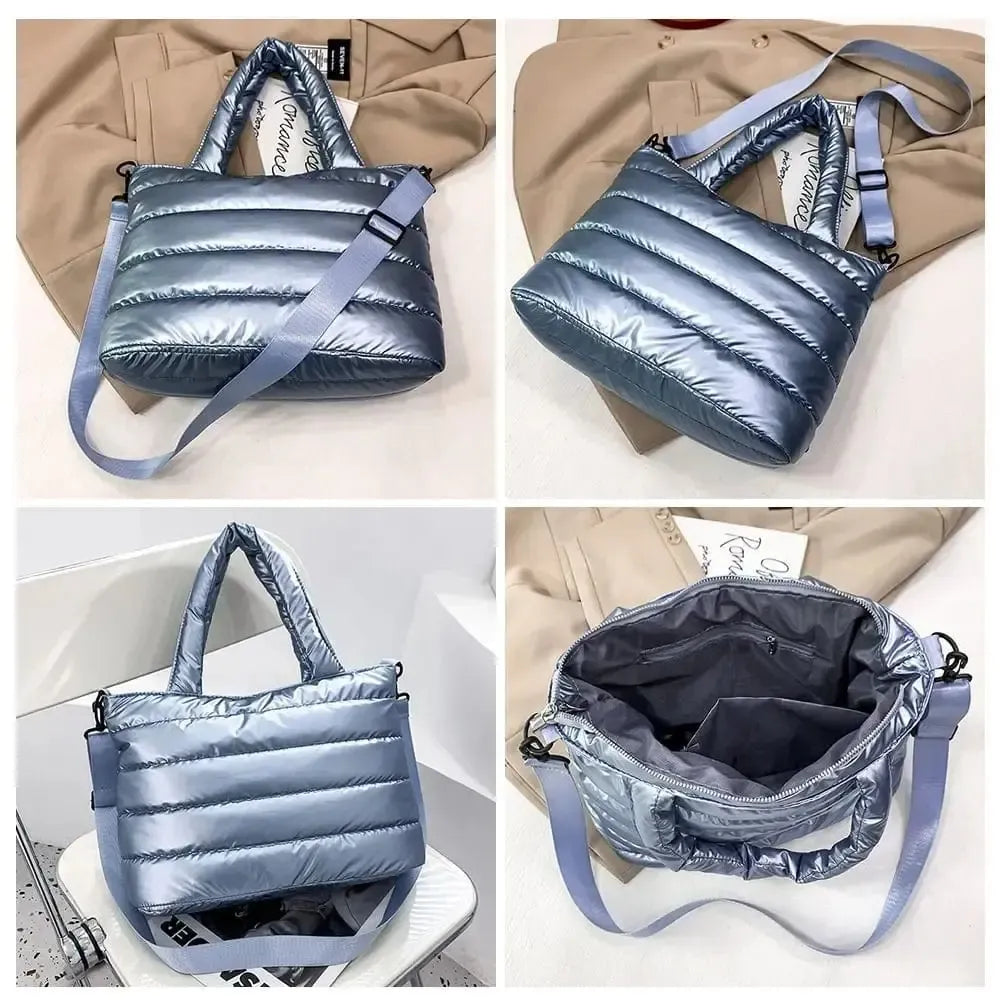 Sac Métalisé Bleu Quilté de Luxe