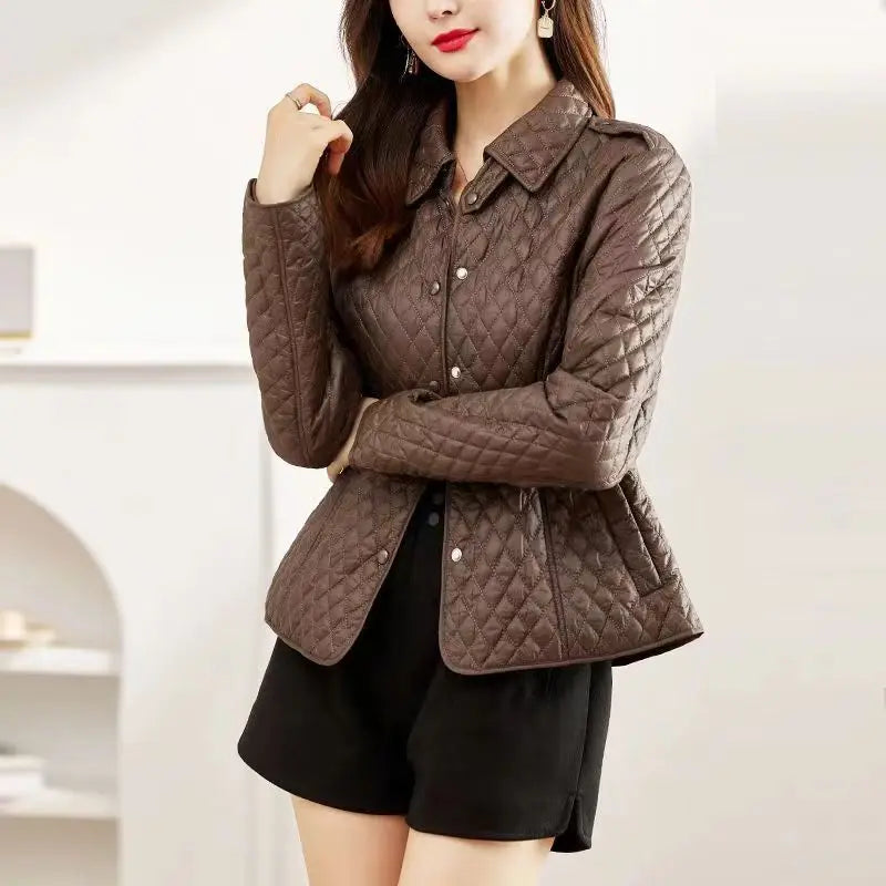 Veste en cuir matelassée pour femme - Élégance et confort