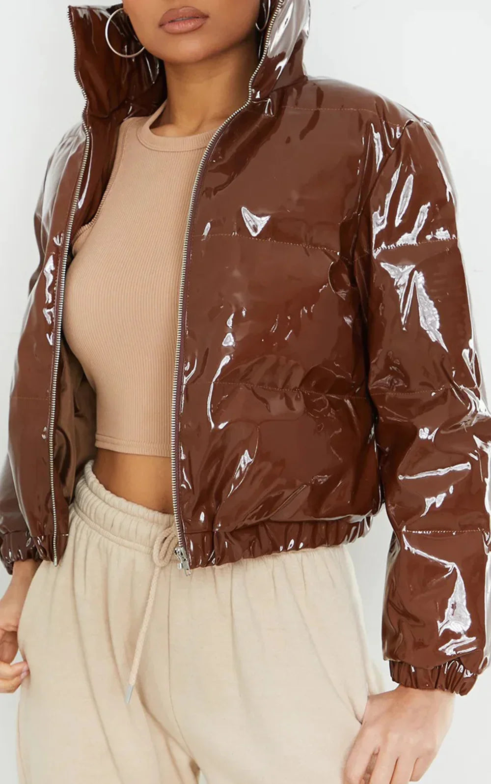 Doudoune Brillante Éclat Marron