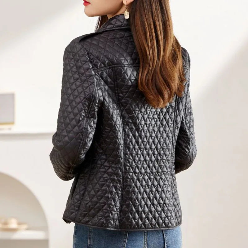 Veste en cuir matelassée pour femme - Élégance et confort
