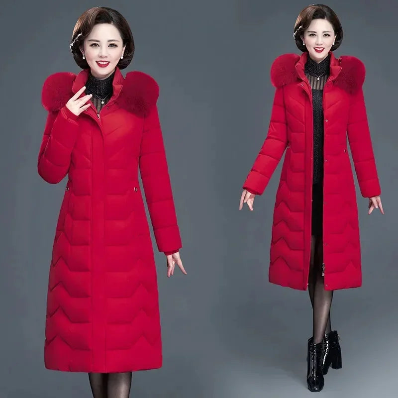 Parka Femme Luxe à Col Fourrure