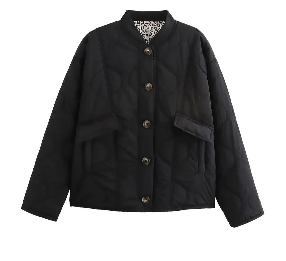 Veste Courte Matelassée Léopard Glam Chic