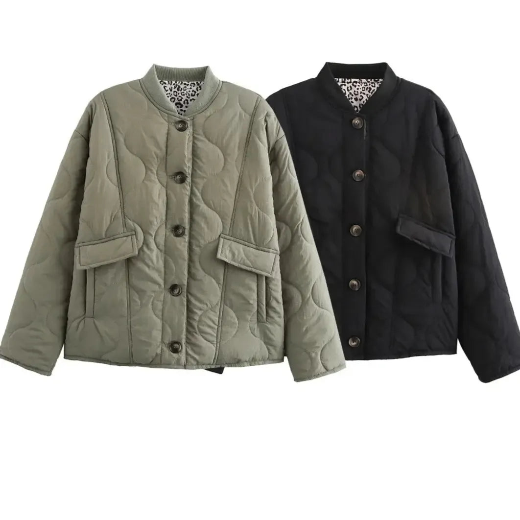 Veste Courte Matelassée Léopard Glam Chic