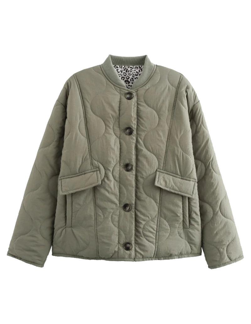 Veste Courte Matelassée Léopard Glam Chic