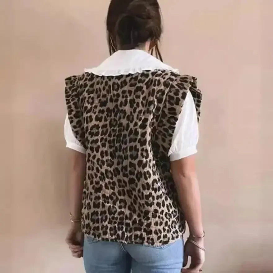 Gilet Matelassé Léopard : Élégance sans Manches