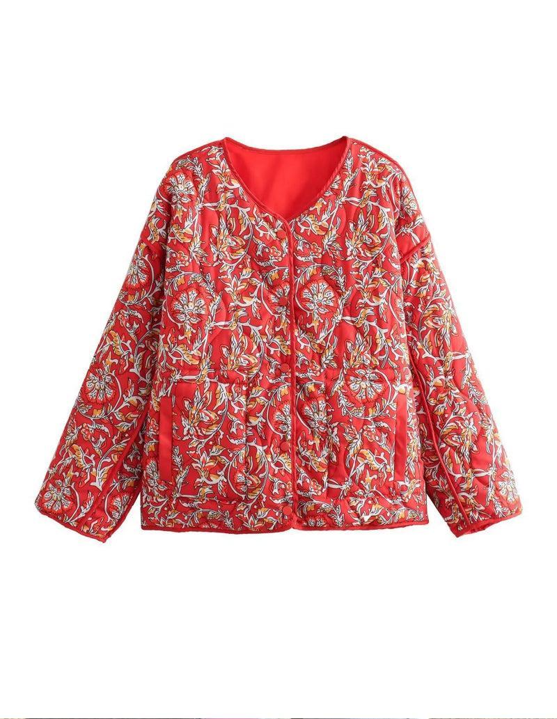 Veste Matelassée Éclatante Rouge pour Femme