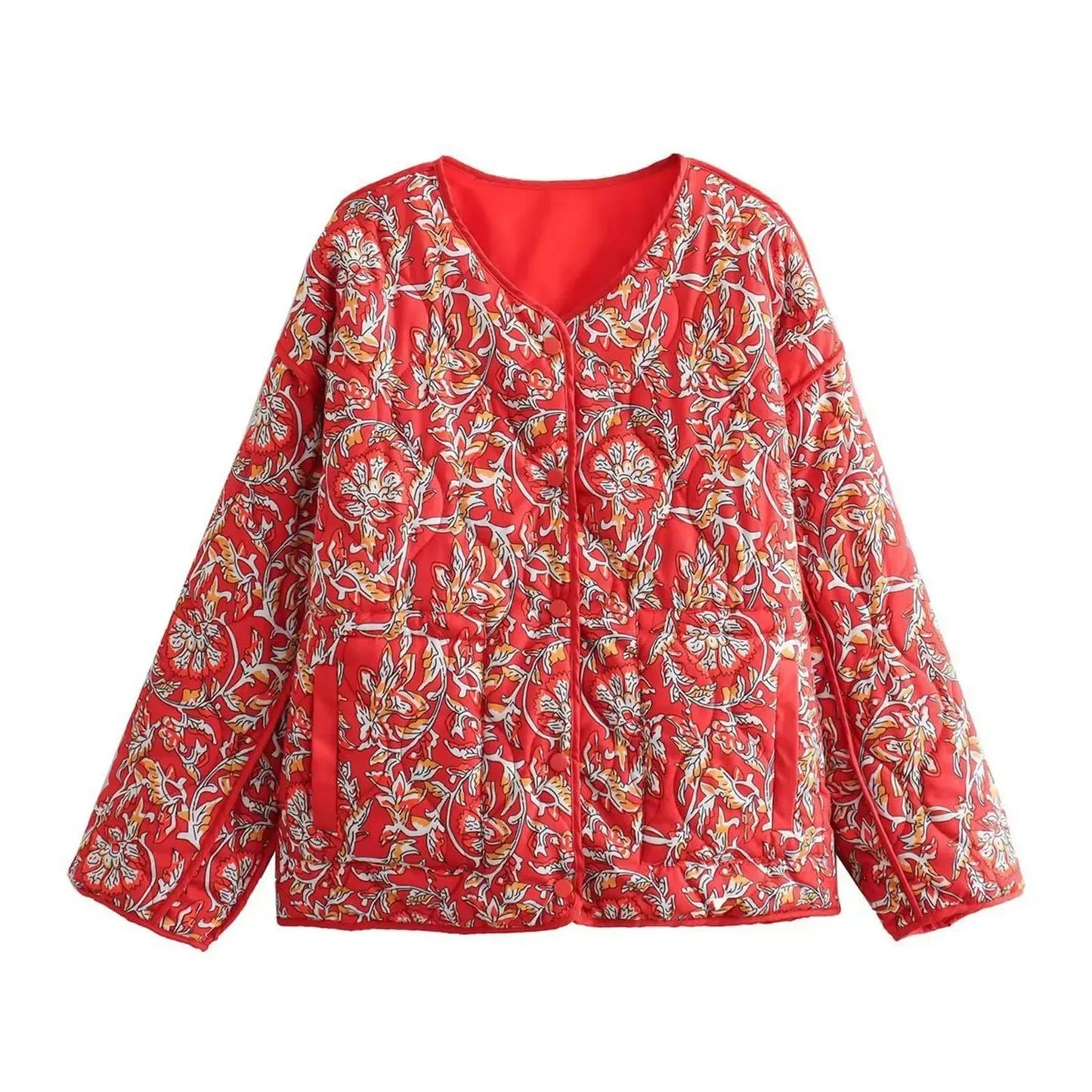 Veste Matelassée Éclatante Rouge pour Femme