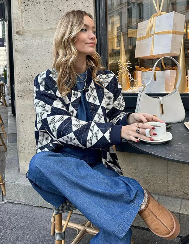 Veste Matelassée Femme Bleu Marine Chic