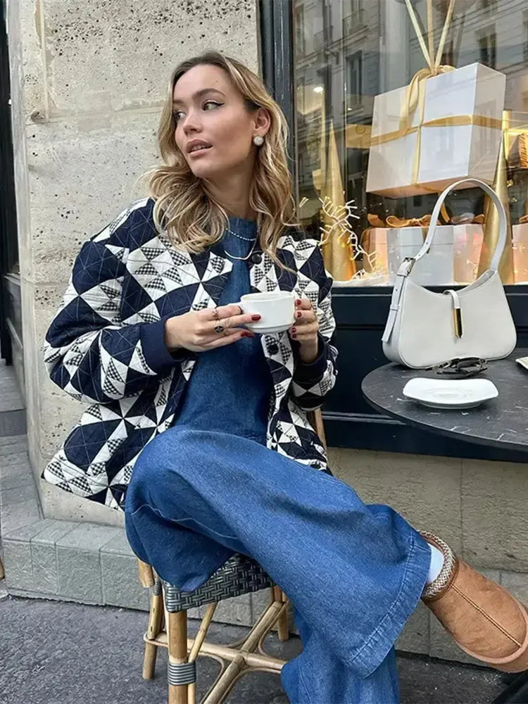 Veste Matelassée Femme Bleu Marine Chic