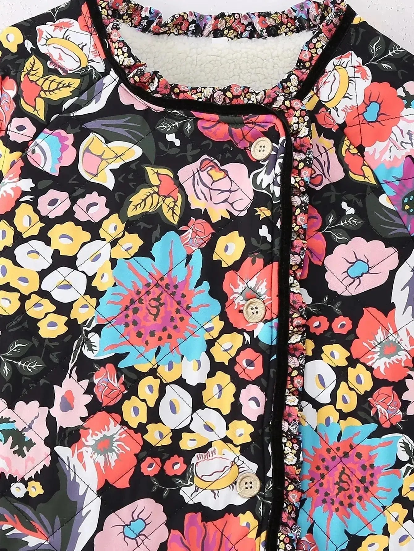 Veste Matelassée Fleurie Éclat Mi-Saison