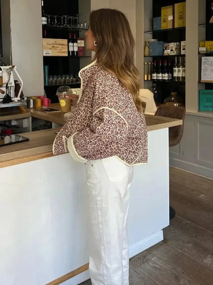 Veste Matelassée Légère Fleurie pour Femme - Élégance Printanière