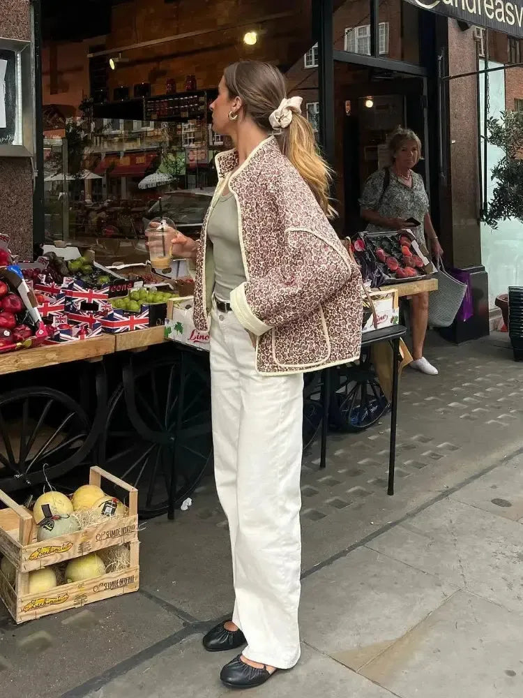 Veste Matelassée Légère Fleurie pour Femme - Élégance Printanière