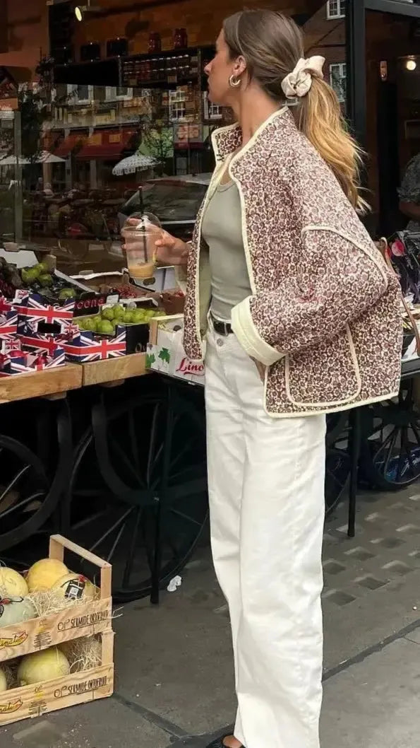 Veste Matelassée Légère Fleurie pour Femme - Élégance Printanière