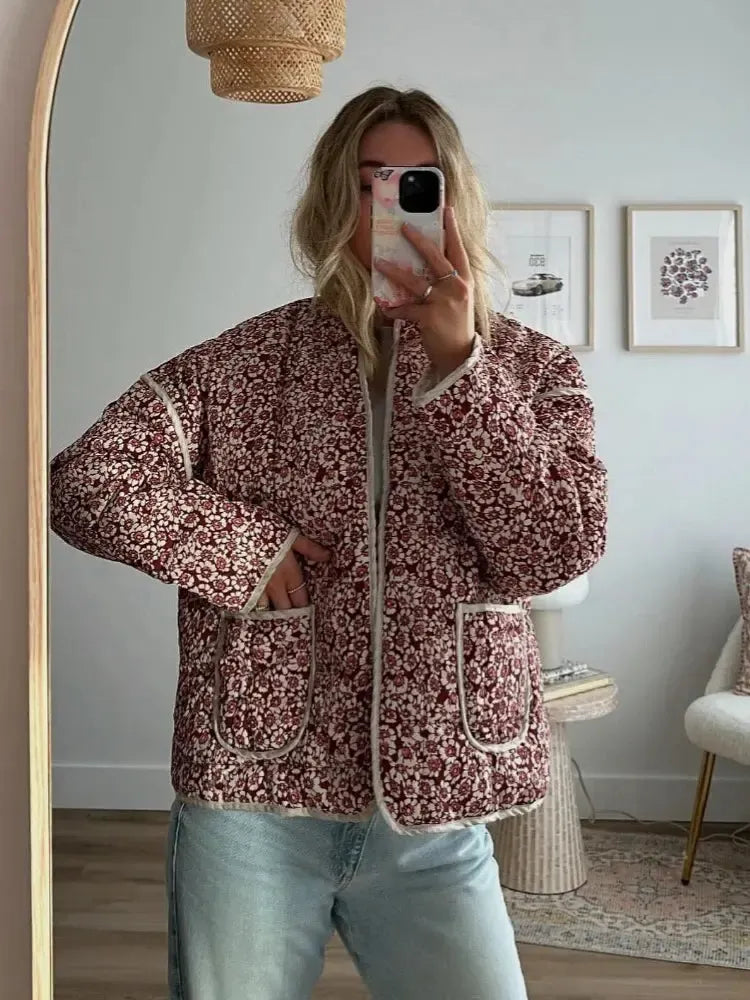 Veste Matelassée Légère Fleurie pour Femme - Élégance Printanière