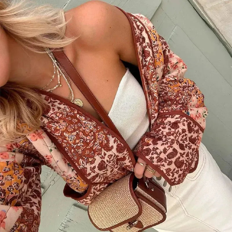 Veste Matelassée Éclatante à Motif