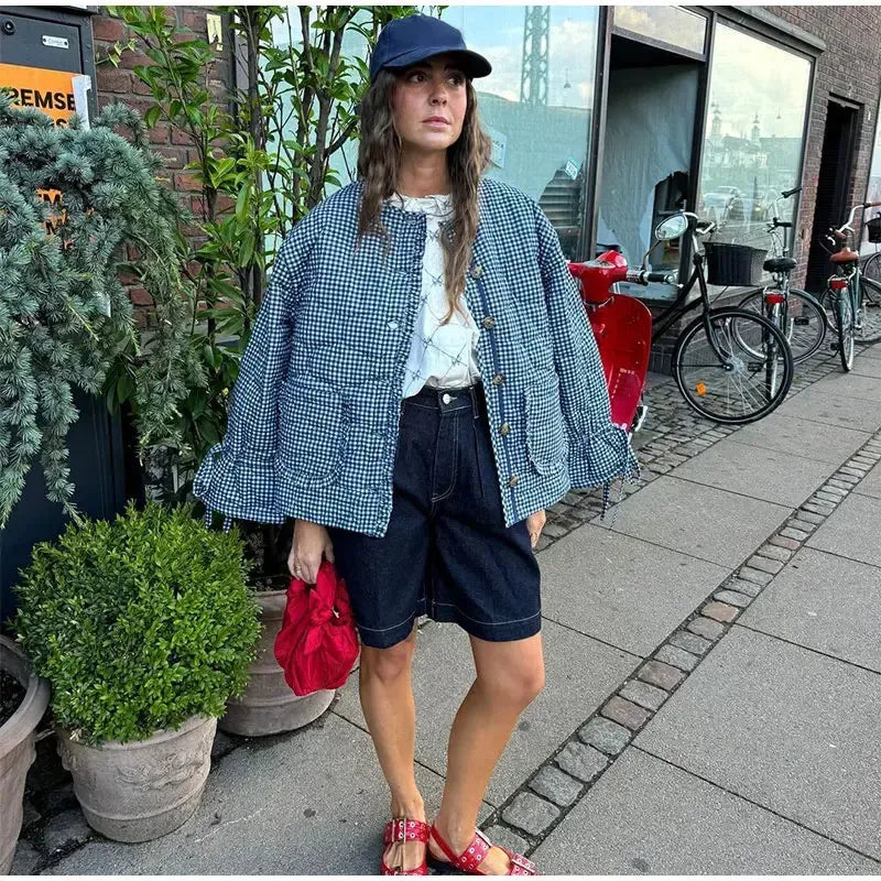 Veste Matelassée Réversible Vichy Élégance