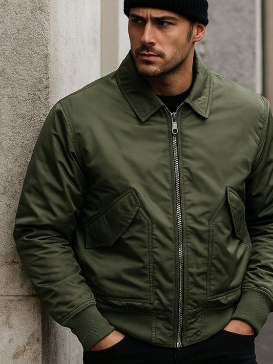 Veste Bomber Matelassée Homme en Vert Élégant