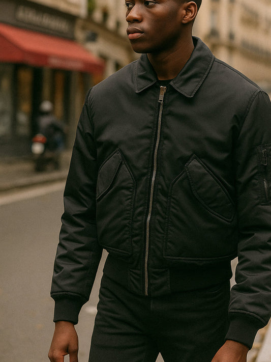 Bomber Matelassé Noir pour Homme - Élégance et Confort